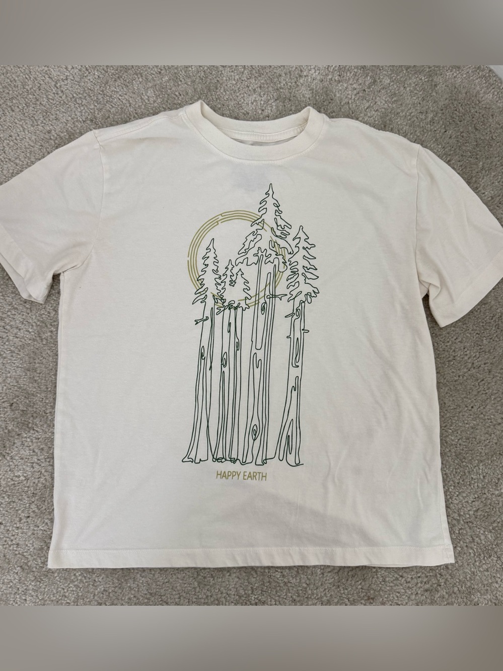 Happy Earth Graphic Tee - Cream with Green Print